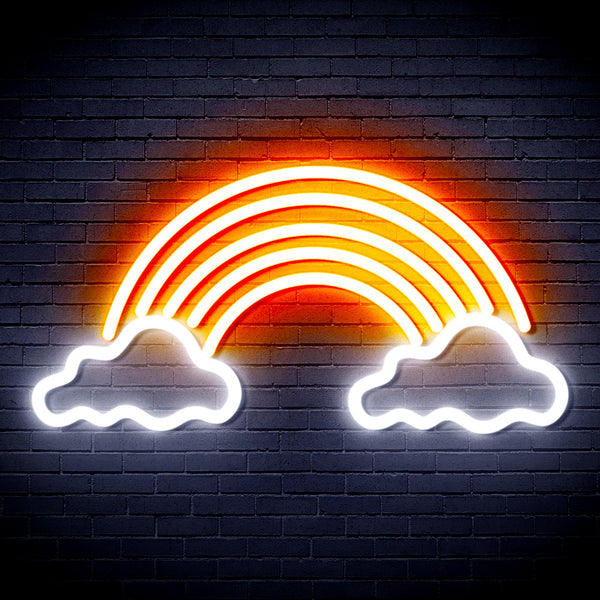 advpro-clouds-with-rainbow-ultra-bright-led-neon-sign-fnu0251 - White & Orange