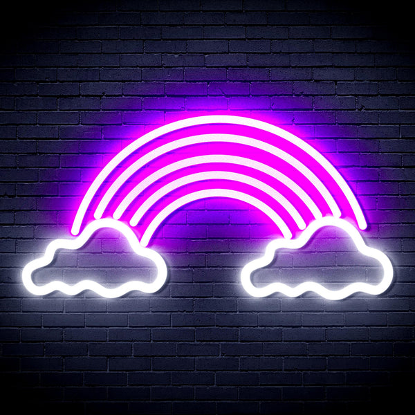 advpro-clouds-with-rainbow-ultra-bright-led-neon-sign-fnu0251 - White & Purple