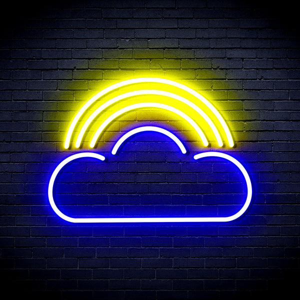 advpro-cloud-with-rainbow-ultra-bright-led-neon-sign-fnu0255 - Blue & Yellow