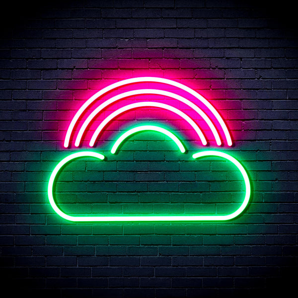advpro-cloud-with-rainbow-ultra-bright-led-neon-sign-fnu0255 - Green & Pink