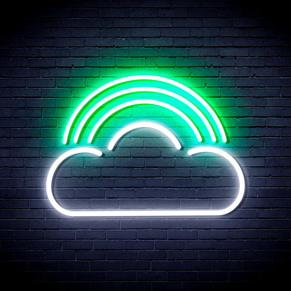 advpro-cloud-with-rainbow-ultra-bright-led-neon-sign-fnu0255 - White & Green
