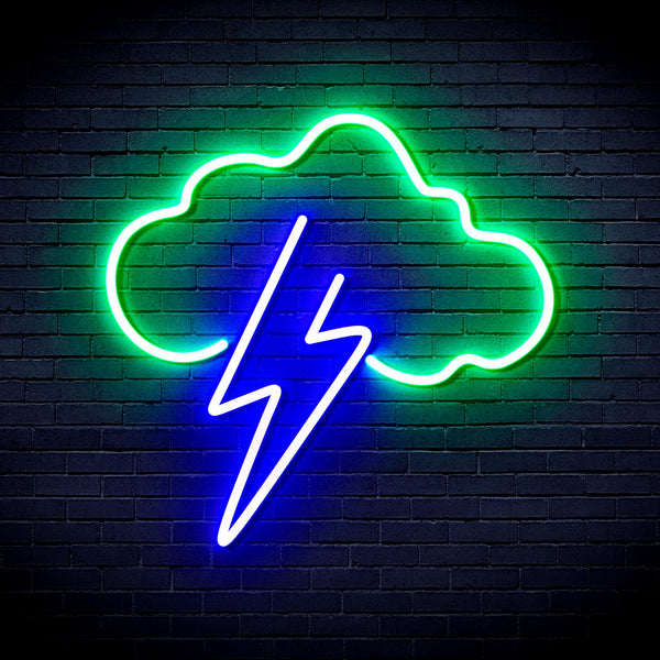 advpro-cloud-with-thunder-ultra-bright-led-neon-sign-fnu0258 - Green & Blue