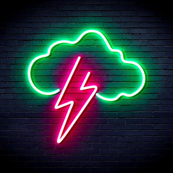 advpro-cloud-with-thunder-ultra-bright-led-neon-sign-fnu0258 - Green & Pink