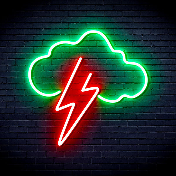 advpro-cloud-with-thunder-ultra-bright-led-neon-sign-fnu0258 - Green & Red