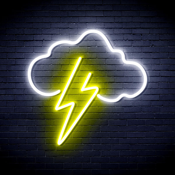 advpro-cloud-with-thunder-ultra-bright-led-neon-sign-fnu0258 - White & Yellow
