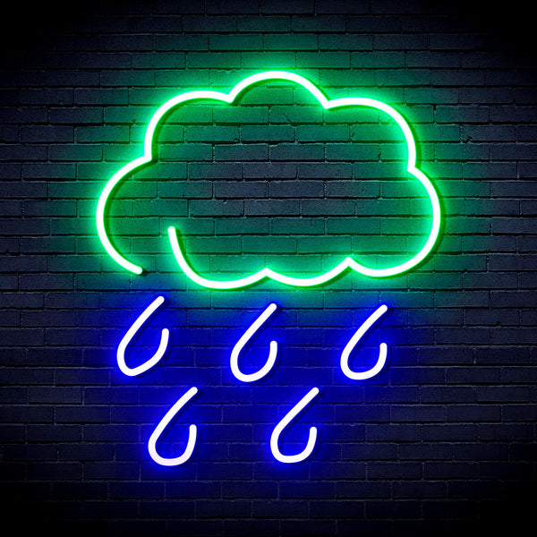 advpro-raining-cloud-ultra-bright-led-neon-sign-fnu0259 - Green & Blue
