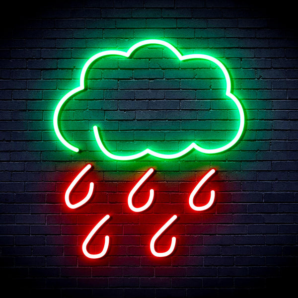 advpro-raining-cloud-ultra-bright-led-neon-sign-fnu0259 - Green & Red