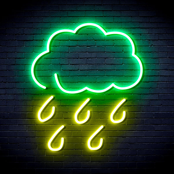 advpro-raining-cloud-ultra-bright-led-neon-sign-fnu0259 - Green & Yellow