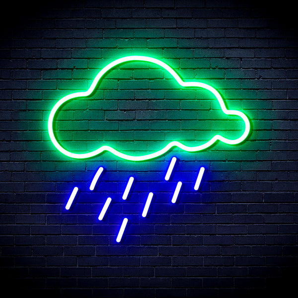 advpro-raining-cloud-ultra-bright-led-neon-sign-fnu0260 - Green & Blue