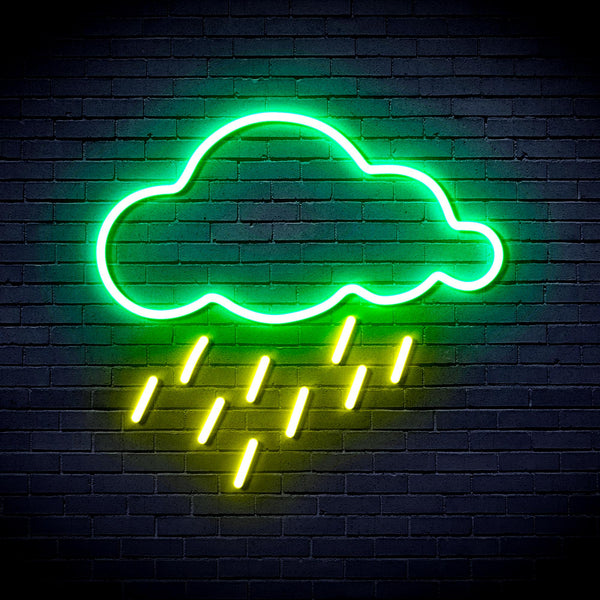 advpro-raining-cloud-ultra-bright-led-neon-sign-fnu0260 - Green & Yellow