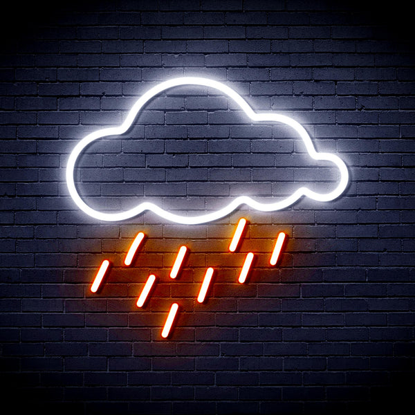 advpro-raining-cloud-ultra-bright-led-neon-sign-fnu0260 - White & Orange