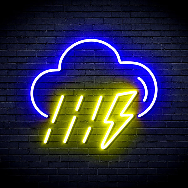 advpro-raining-cloud-with-thunder-ultra-bright-led-neon-sign-fnu0261 - Blue & Yellow