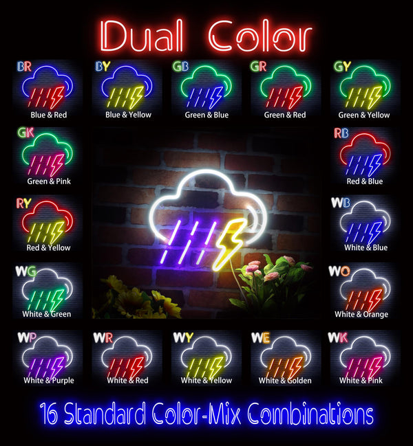 advpro-raining-cloud-with-thunder-ultra-bright-led-neon-sign-fnu0261 - Dual-Color