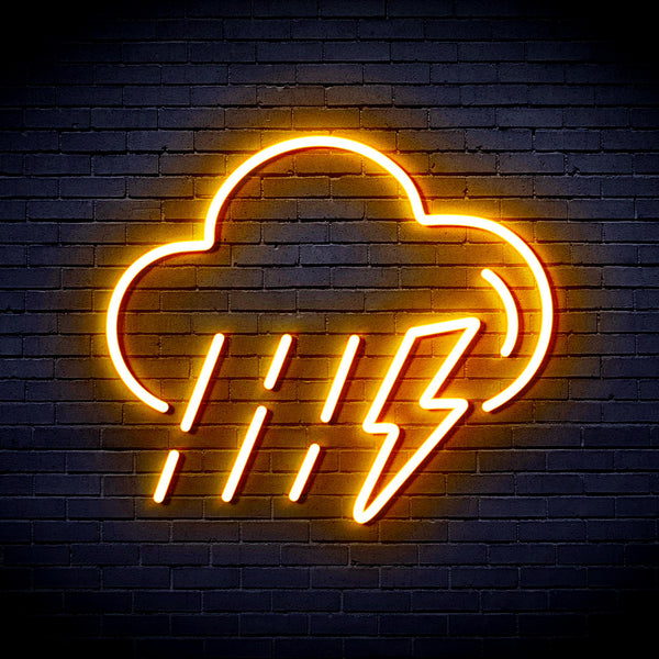 advpro-raining-cloud-with-thunder-ultra-bright-led-neon-sign-fnu0261 - Golden Yellow