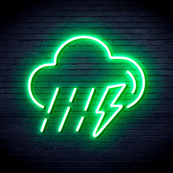 advpro-raining-cloud-with-thunder-ultra-bright-led-neon-sign-fnu0261 - Green