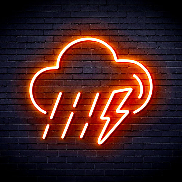 advpro-raining-cloud-with-thunder-ultra-bright-led-neon-sign-fnu0261 - Orange