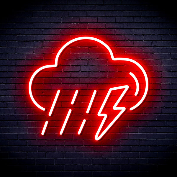 advpro-raining-cloud-with-thunder-ultra-bright-led-neon-sign-fnu0261 - Red