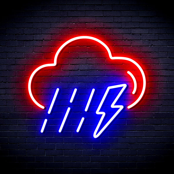advpro-raining-cloud-with-thunder-ultra-bright-led-neon-sign-fnu0261 - Red & Blue