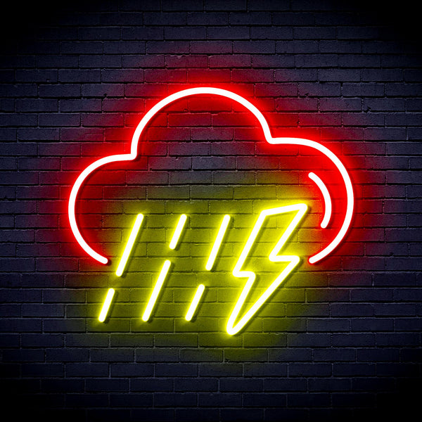 advpro-raining-cloud-with-thunder-ultra-bright-led-neon-sign-fnu0261 - Red & Yellow