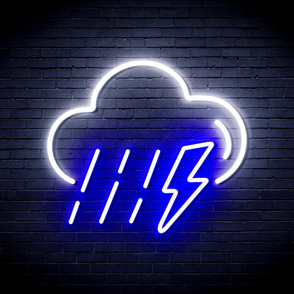 advpro-raining-cloud-with-thunder-ultra-bright-led-neon-sign-fnu0261 - White & Blue