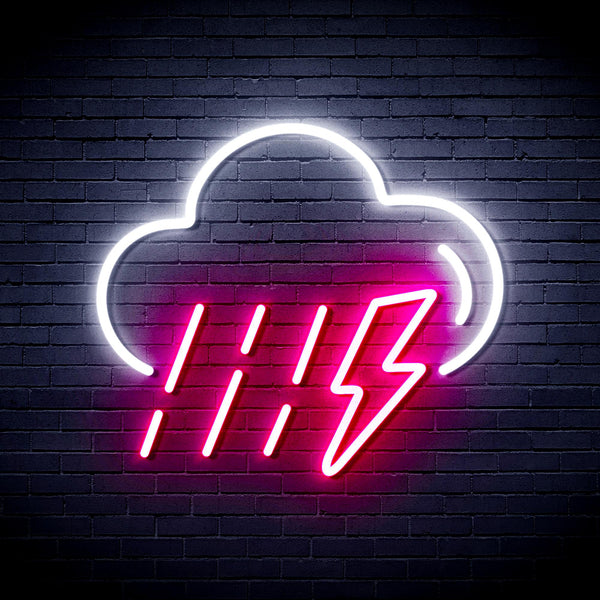 advpro-raining-cloud-with-thunder-ultra-bright-led-neon-sign-fnu0261 - White & Pink