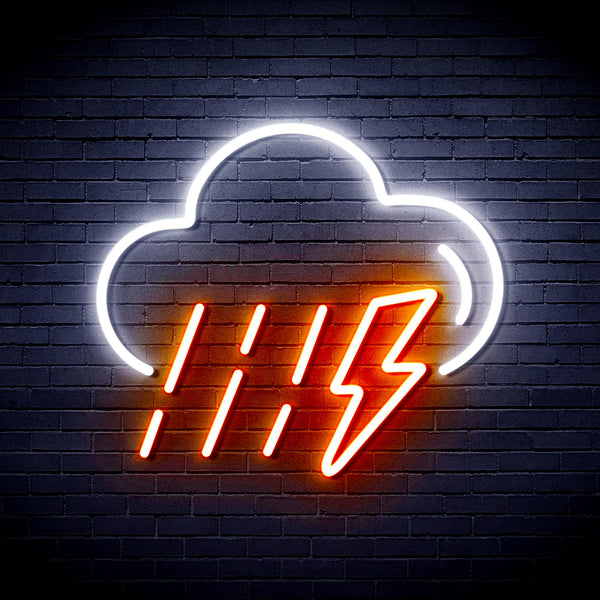 advpro-raining-cloud-with-thunder-ultra-bright-led-neon-sign-fnu0261 - White & Orange