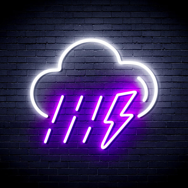 advpro-raining-cloud-with-thunder-ultra-bright-led-neon-sign-fnu0261 - White & Purple