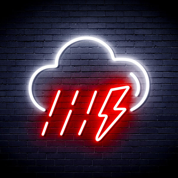 advpro-raining-cloud-with-thunder-ultra-bright-led-neon-sign-fnu0261 - White & Red