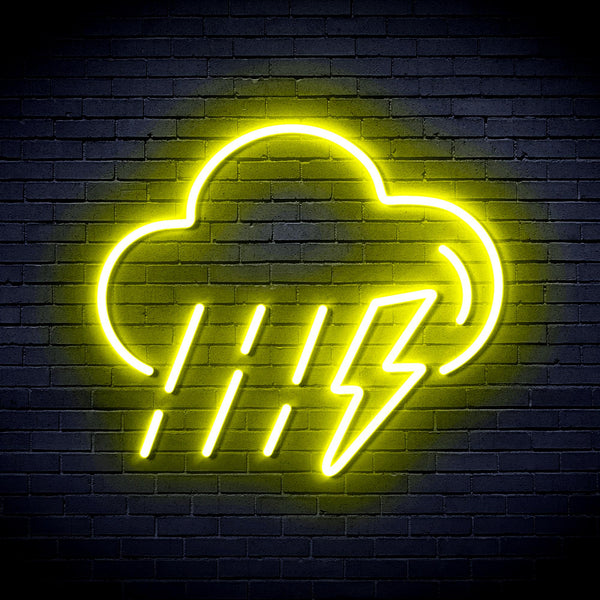 advpro-raining-cloud-with-thunder-ultra-bright-led-neon-sign-fnu0261 - Yellow