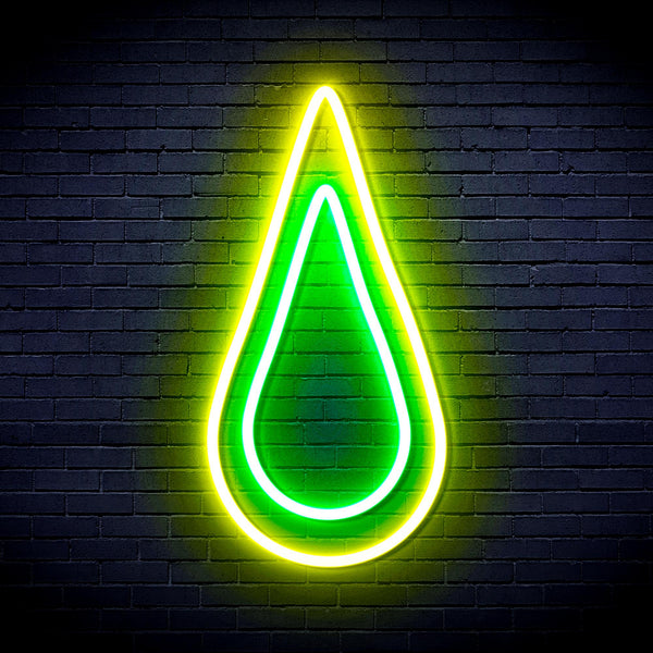 advpro-rain-droplet-ultra-bright-led-neon-sign-fnu0262 - Green & Yellow