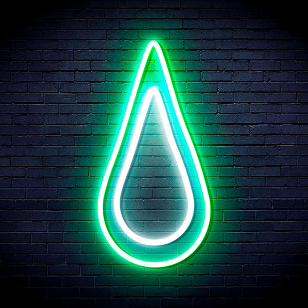 advpro-rain-droplet-ultra-bright-led-neon-sign-fnu0262 - White & Green