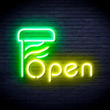advpro-open-with-barber-pole-ultra-bright-led-neon-sign-fnu0263 - Green & Yellow