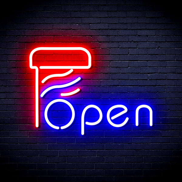 advpro-open-with-barber-pole-ultra-bright-led-neon-sign-fnu0263 - Red & Blue
