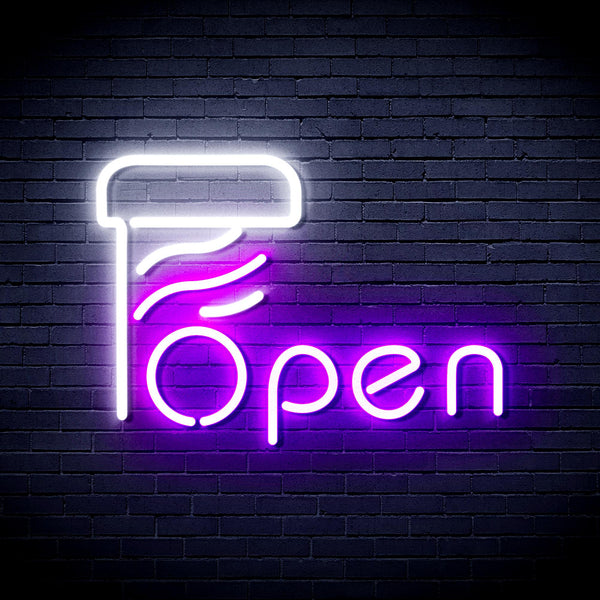 advpro-open-with-barber-pole-ultra-bright-led-neon-sign-fnu0263 - White & Purple