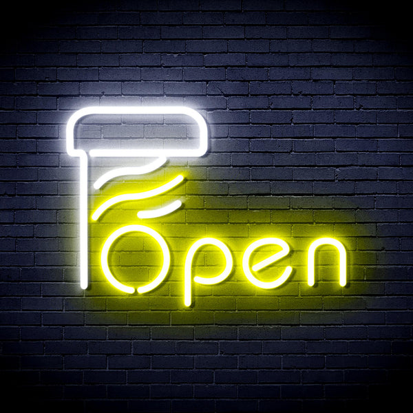 advpro-open-with-barber-pole-ultra-bright-led-neon-sign-fnu0263 - White & Yellow