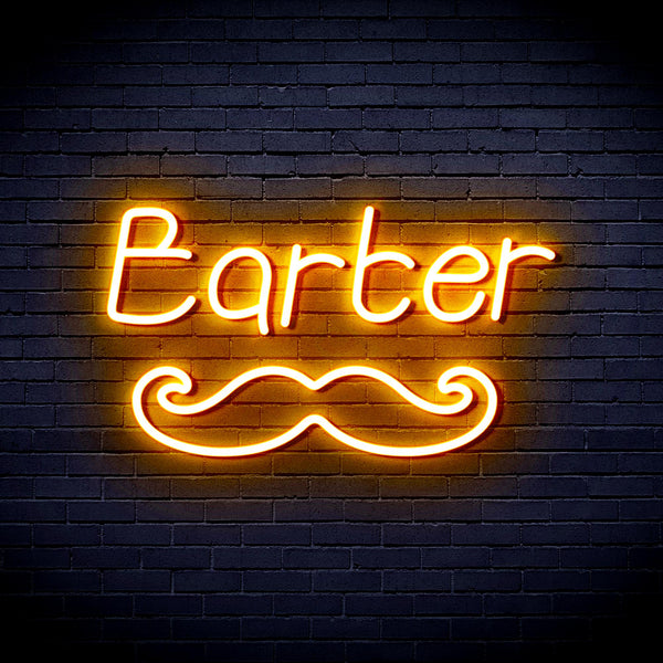 advpro-barber-with-moustache-ultra-bright-led-neon-sign-fnu0264 - Golden Yellow