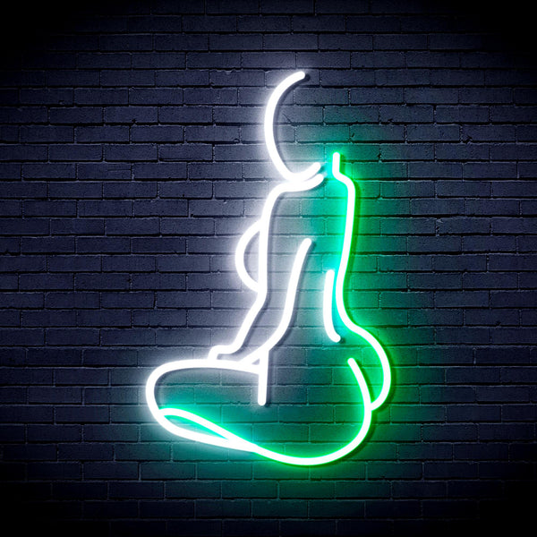 advpro-lady-back-shape-ultra-bright-led-neon-sign-fnu0267 - White & Green