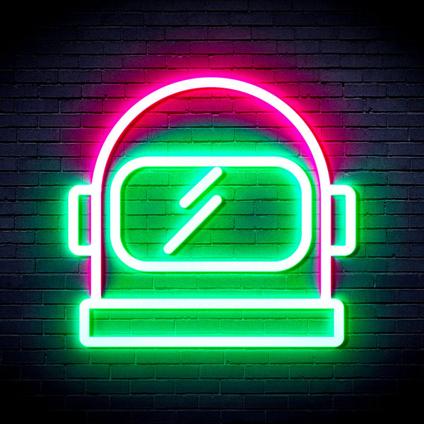 advpro-astronaut-helmet-ultra-bright-led-neon-sign-fnu0269 - Green & Pink