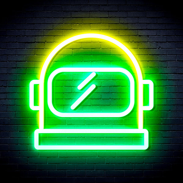 advpro-astronaut-helmet-ultra-bright-led-neon-sign-fnu0269 - Green & Yellow