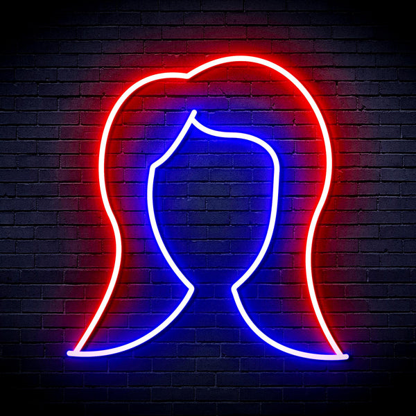 advpro-lady-hair-style-ultra-bright-led-neon-sign-fnu0277 - Blue & Red