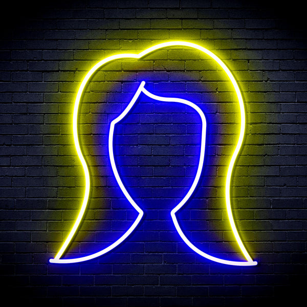 advpro-lady-hair-style-ultra-bright-led-neon-sign-fnu0277 - Blue & Yellow