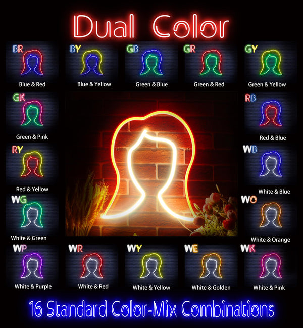 advpro-lady-hair-style-ultra-bright-led-neon-sign-fnu0277 - Dual-Color