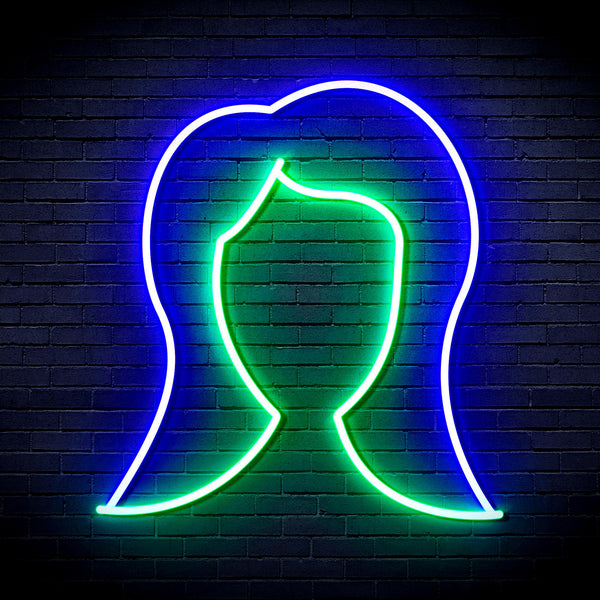 advpro-lady-hair-style-ultra-bright-led-neon-sign-fnu0277 - Green & Blue