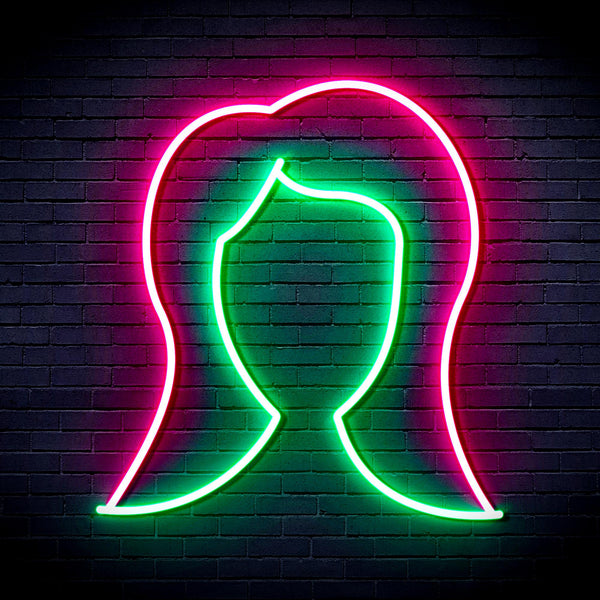 advpro-lady-hair-style-ultra-bright-led-neon-sign-fnu0277 - Green & Pink