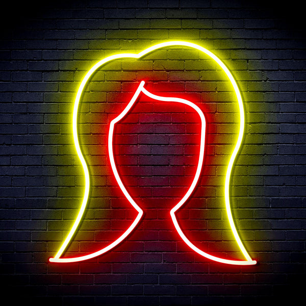 advpro-lady-hair-style-ultra-bright-led-neon-sign-fnu0277 - Red & Yellow