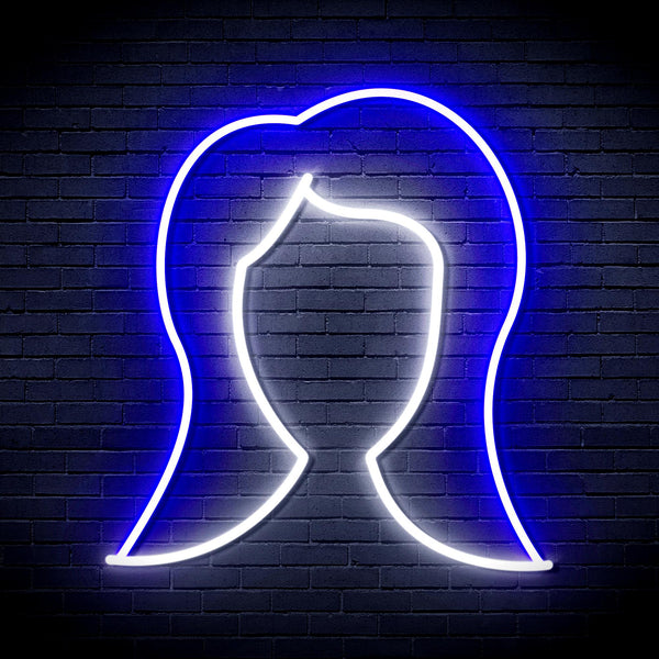 advpro-lady-hair-style-ultra-bright-led-neon-sign-fnu0277 - White & Blue