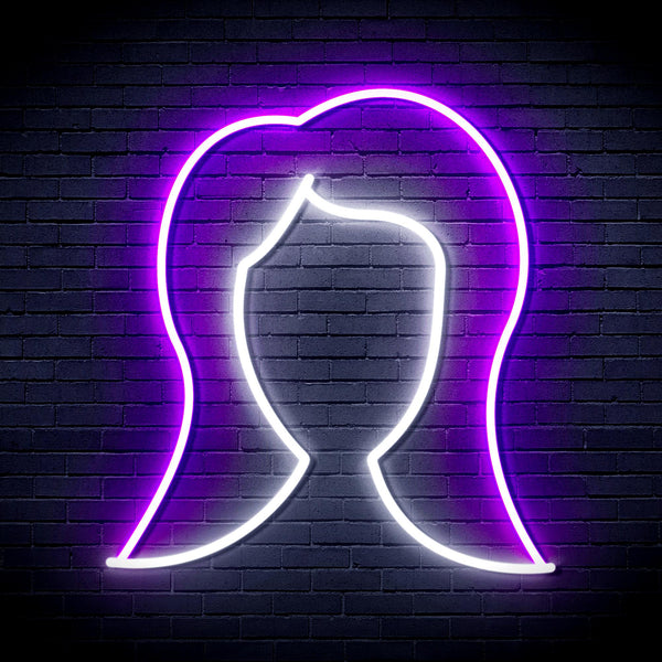 advpro-lady-hair-style-ultra-bright-led-neon-sign-fnu0277 - White & Purple