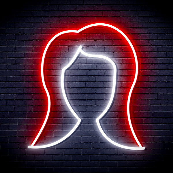 advpro-lady-hair-style-ultra-bright-led-neon-sign-fnu0277 - White & Red