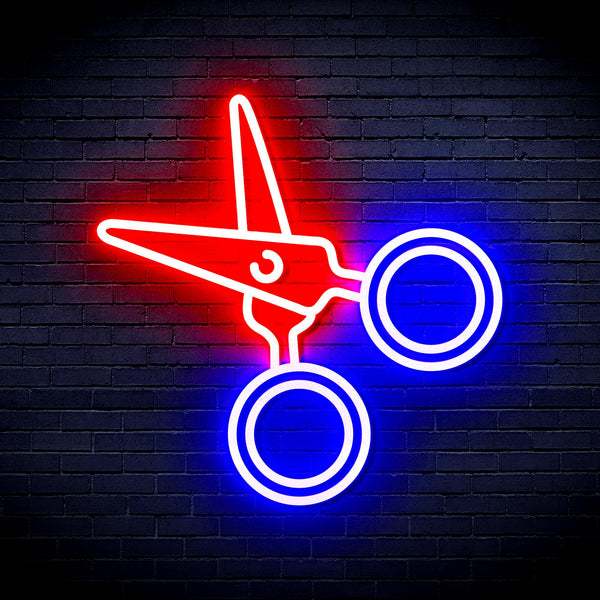 advpro-scissors-ultra-bright-led-neon-sign-fnu0282 - Blue & Red