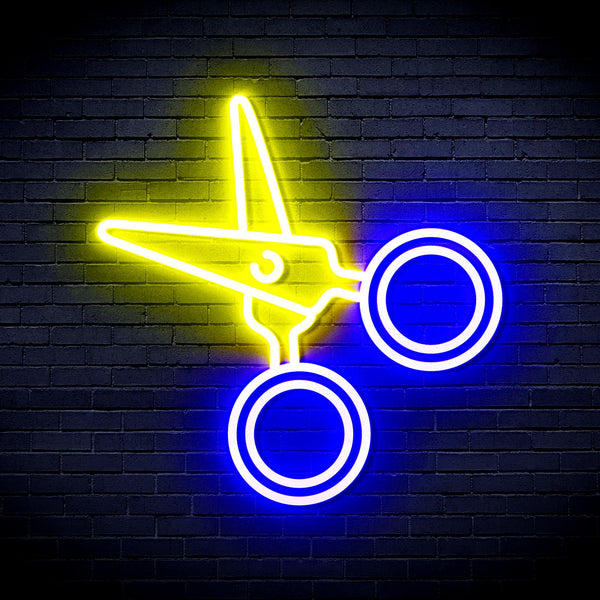 advpro-scissors-ultra-bright-led-neon-sign-fnu0282 - Blue & Yellow